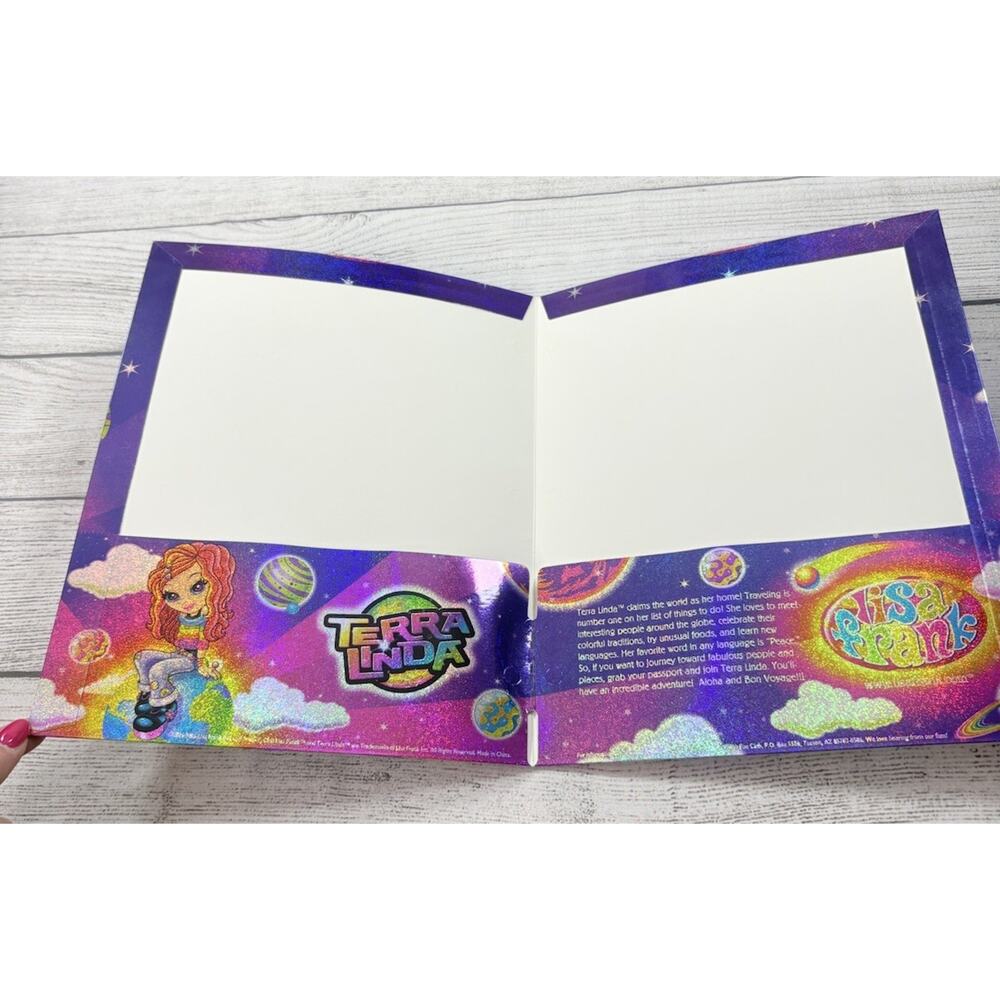Lisa Frank Pocket Folder Glitter Terra Linda Planets Outer Space NEW & UNPUNCHED - Picture 2 of 3
